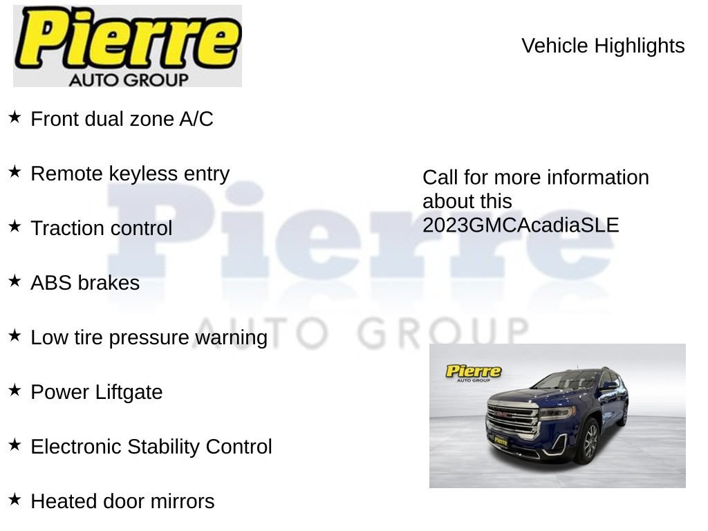 Used 2023 GMC Acadia SLE w/ Infotainment Package AWD/4WD image 7