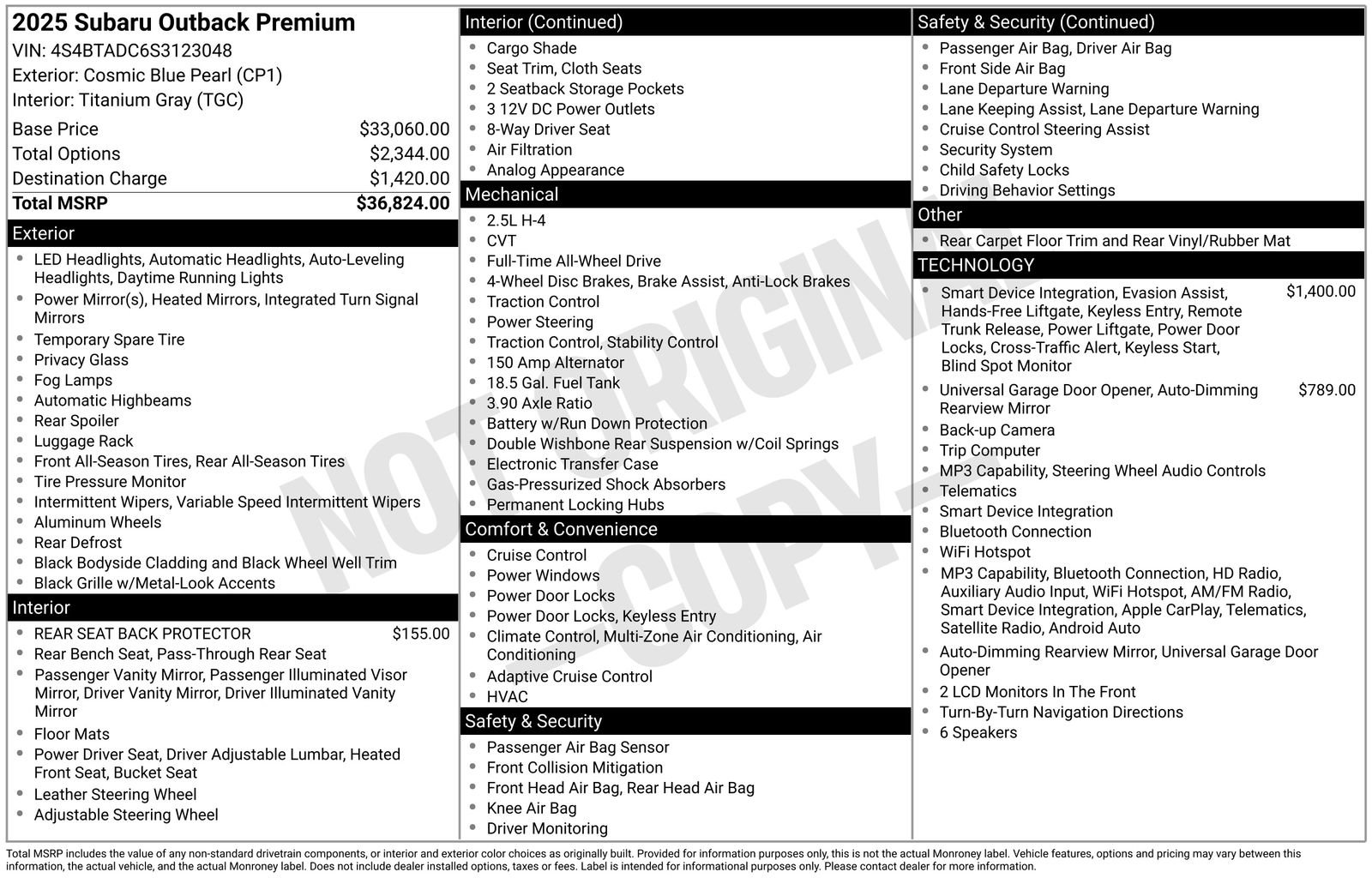 Certified 2025 Subaru Outback Premium AWD/4WD image 14