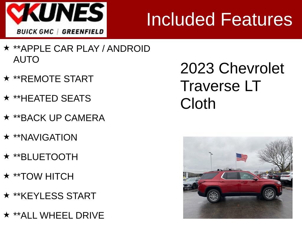 Used 2023 Chevrolet Traverse LT w/ LPO, Floor Liner Package image 2