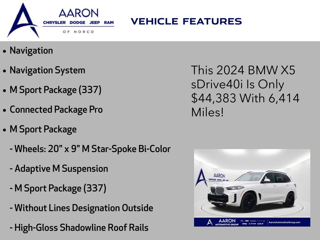 Used 2024 BMW X5 sDrive40i w/ M Sport Package RWD image 5