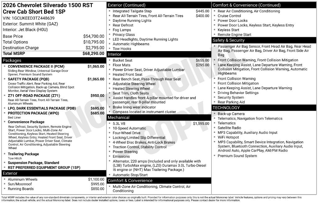 New 2026 Chevrolet Silverado 1500 RST w/ Safety Package AWD/4WD image 5