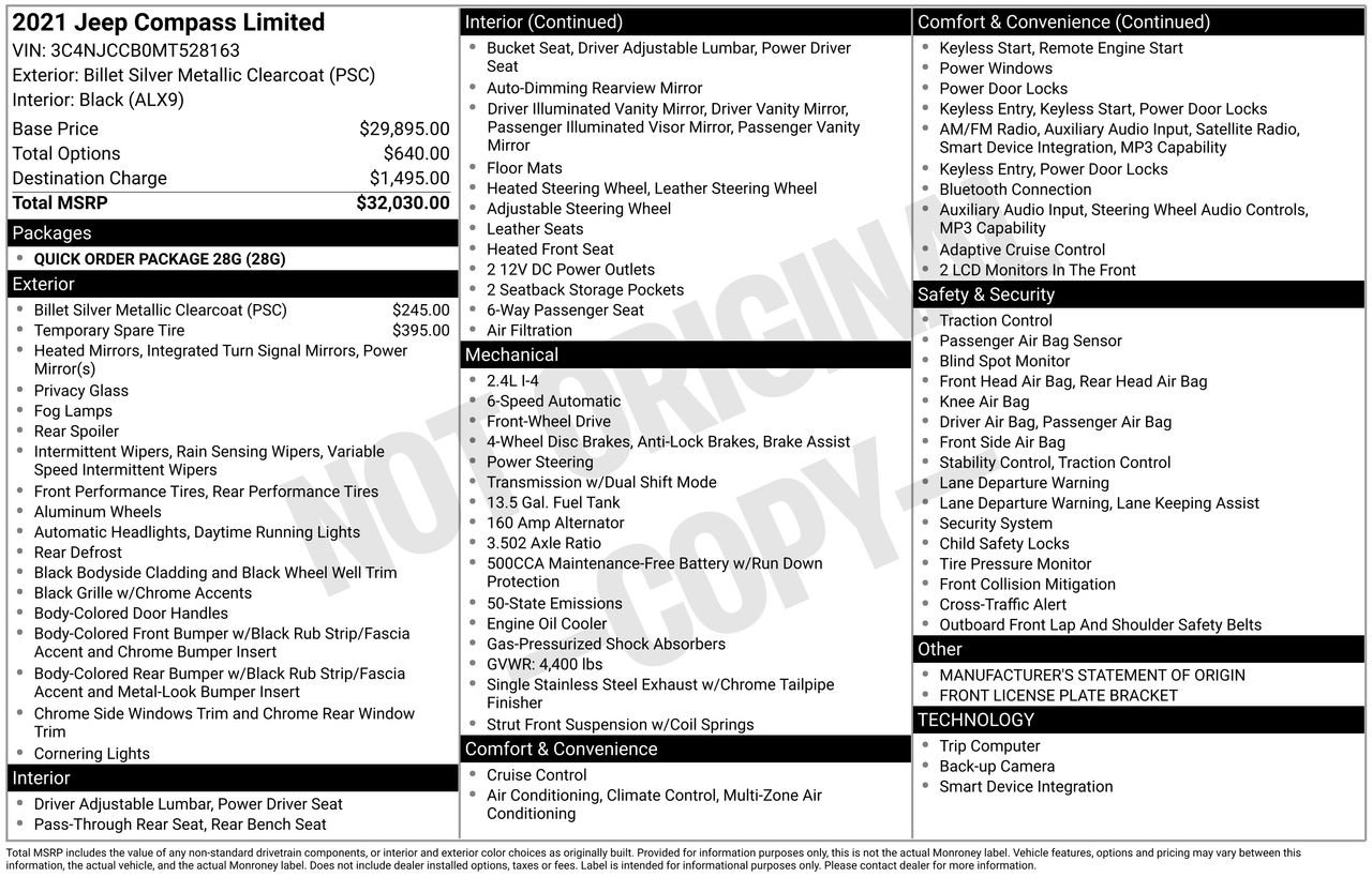 Used 2021 Jeep Compass Limited image 36