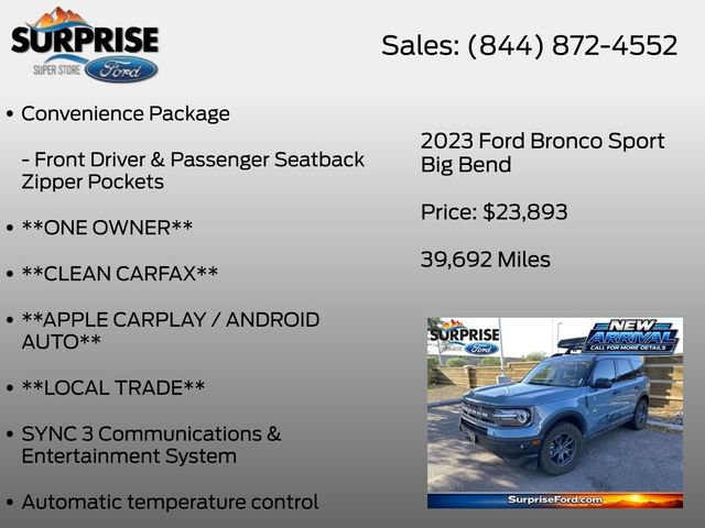 Used 2023 Ford Bronco Sport Big Bend w/ Convenience Package AWD/4WD image 13