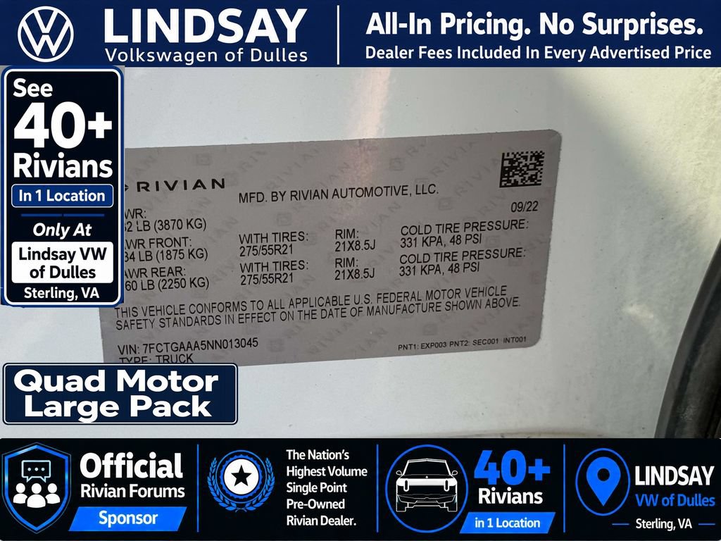Used 2022 Rivian R1T Adventure AWD/4WD image 30
