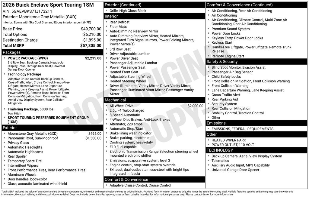 New 2026 Buick Enclave Sport Touring w/ Power Package image 37