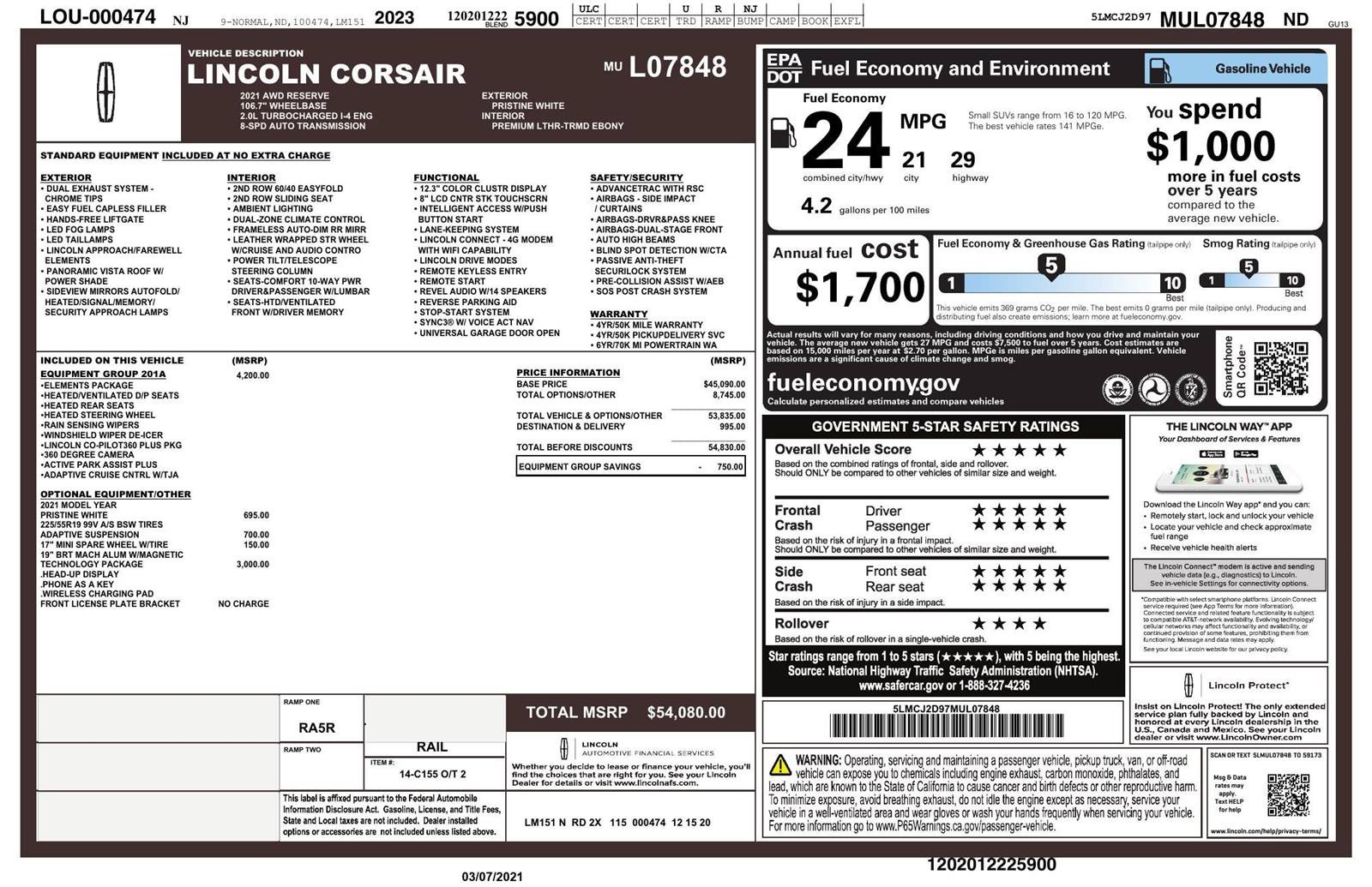 Used 2021 Lincoln Corsair Reserve w/ Equipment Group 201A AWD/4WD image 3