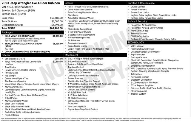 Used 2023 Jeep Wrangler Unlimited Rubicon 4xe w/ Cold Weather Group AWD/4WD image 37