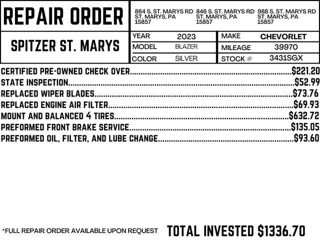 Used 2023 Chevrolet Blazer LT w/ LPO, Black Grille Bar Package image 5