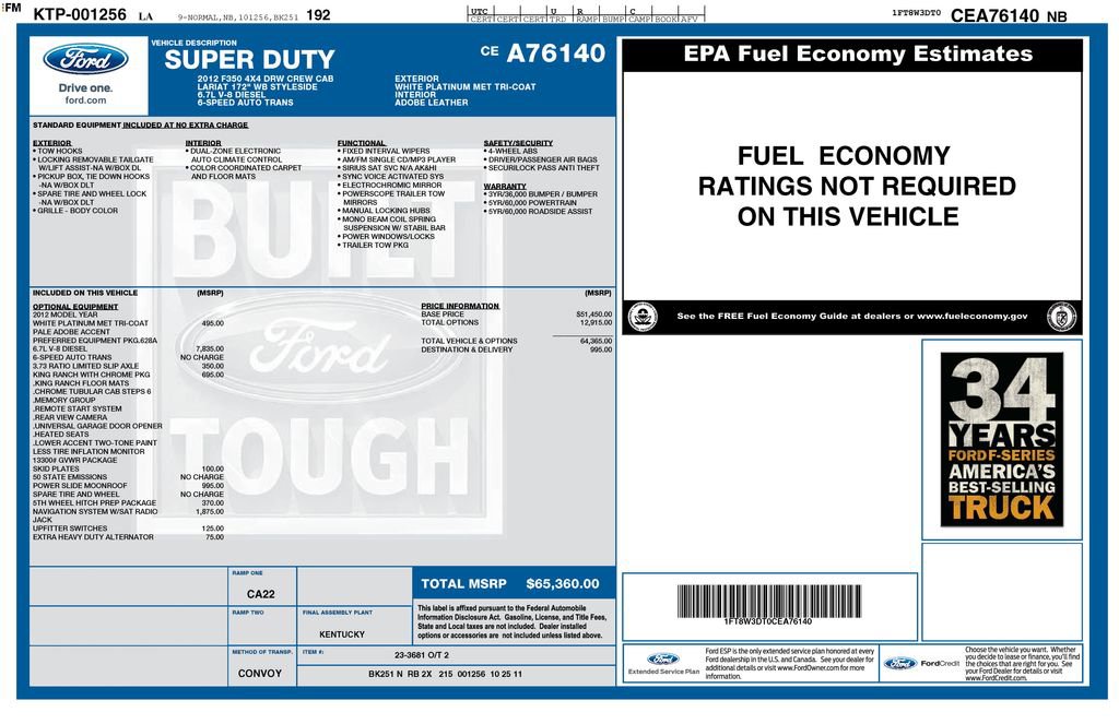 Used 2012 Ford F350 King Ranch w/ King Ranch w/Chrome Pkg image 33