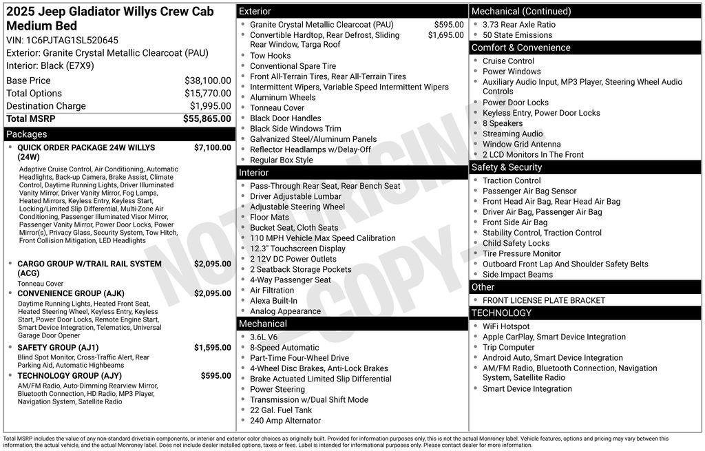 New 2025 Jeep Gladiator Willys image 8