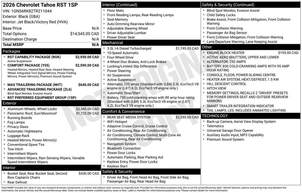 Used 2026 Chevrolet Tahoe RST w/ RST Capability Package AWD/4WD image 82