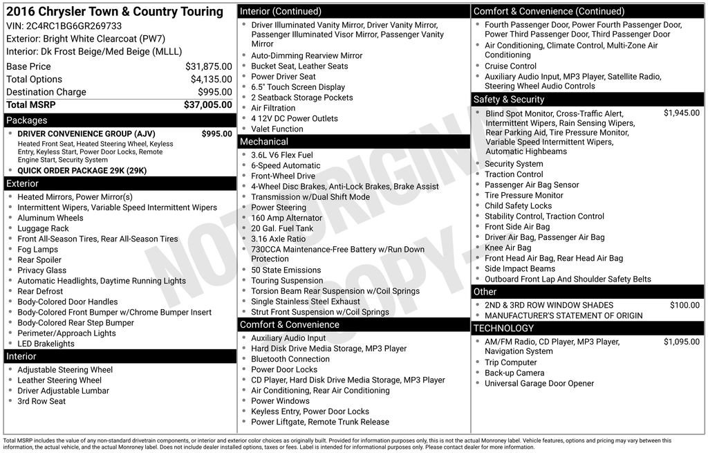 Used 2016 Chrysler Town & Country Touring w/ Driver Convenience Group image 15