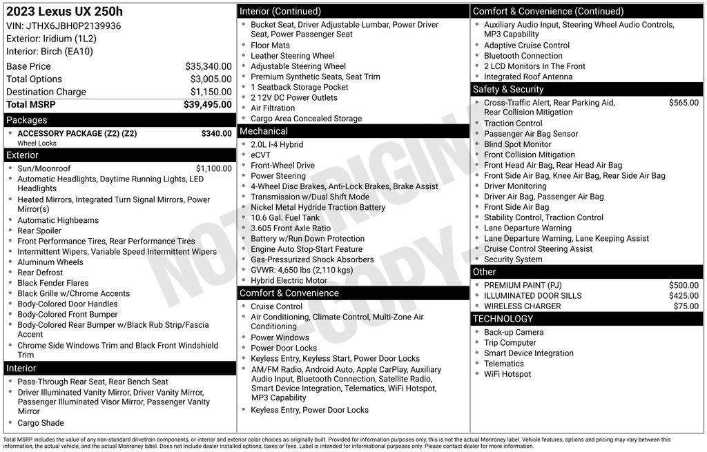 Used 2023 Lexus UX 250h FWD w/ Accessory Package (Z2) image 6
