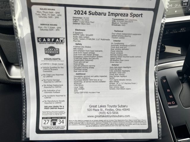 Used 2024 Subaru Impreza 2.0i Sport AWD/4WD image 27