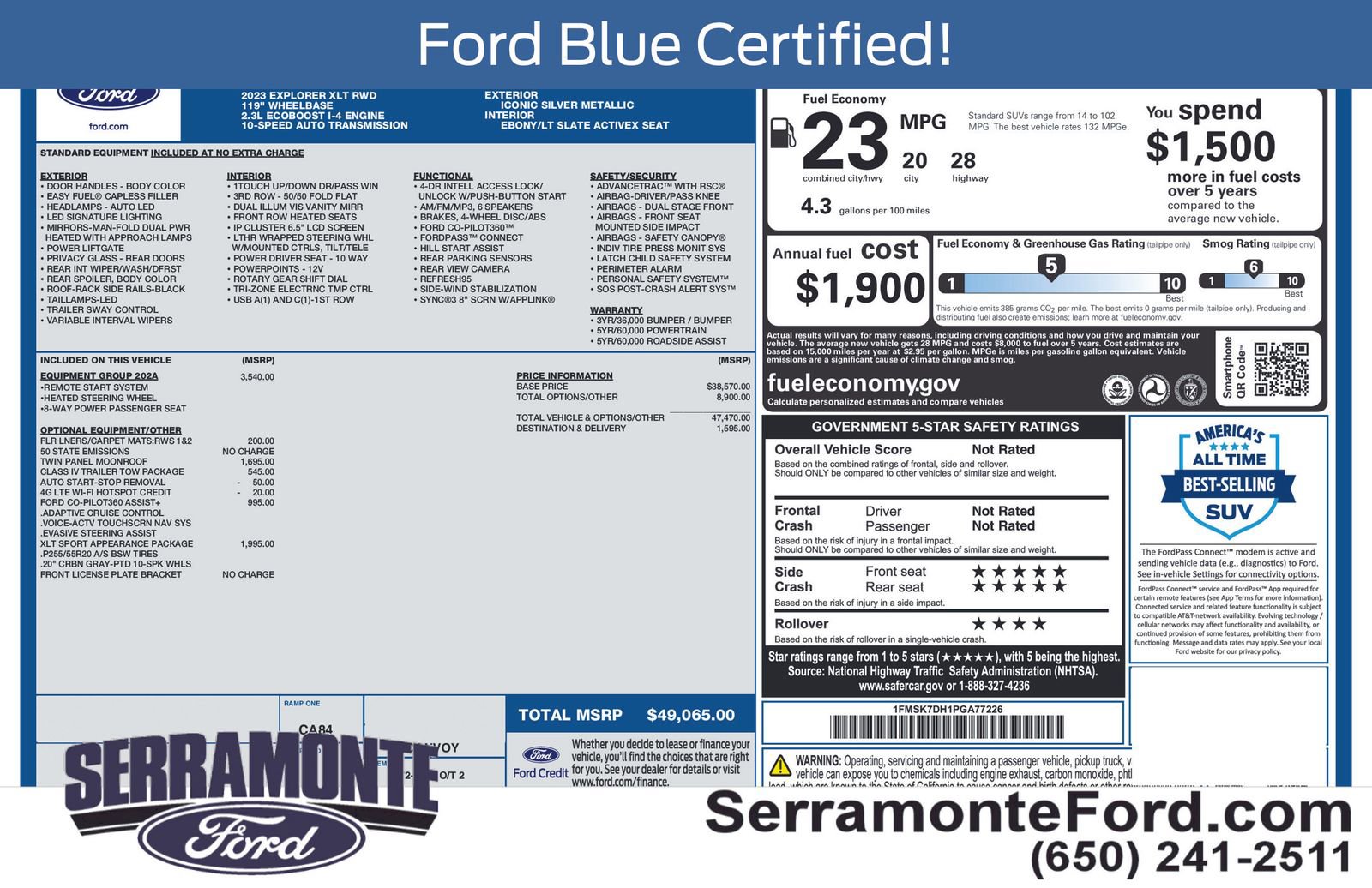 Used 2023 Ford Explorer XLT w/ Equipment Group 202A RWD image 16