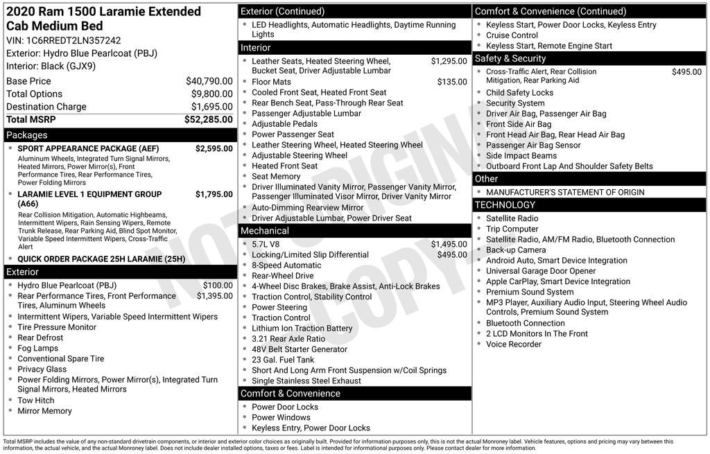 Used 2020 RAM 1500 Laramie w/ Sport Appearance Package RWD image 6