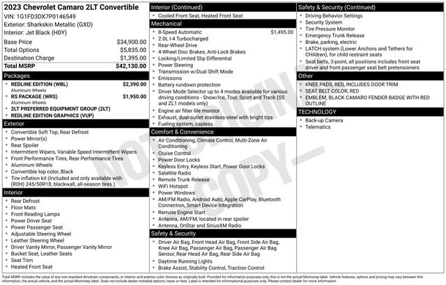 Used 2023 Chevrolet Camaro LT w/ Redline Edition image 6