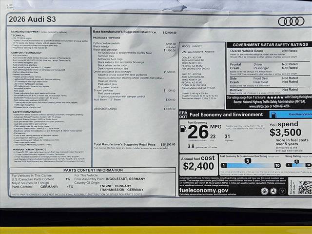 New 2026 Audi S3 Premium AWD/4WD image 17