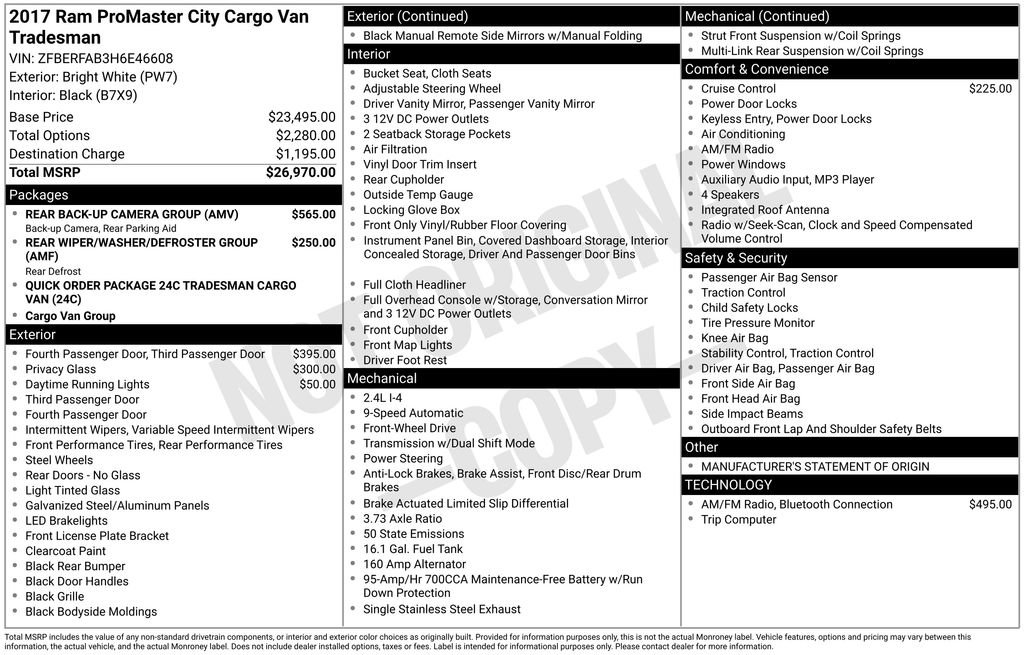 Used 2017 RAM ProMaster City Tradesman w/ Rear Back-up Camera Group image 15