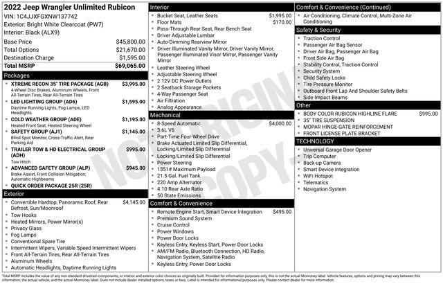 Used 2022 Jeep Wrangler Unlimited Rubicon w/ Xtreme Recon 35" Tire Package image 10