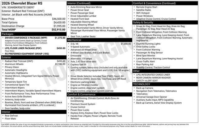 New 2026 Chevrolet Blazer RS w/ Driver Confidence II Package image 26