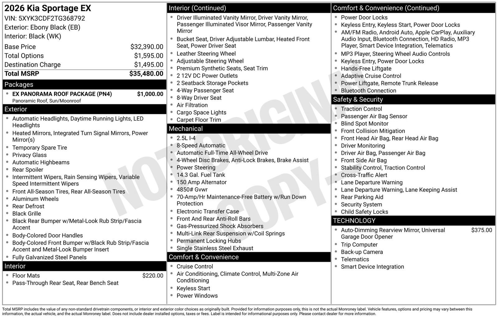 Used 2026 Kia Sportage EX w/ EX Panorama Roof Package image 3