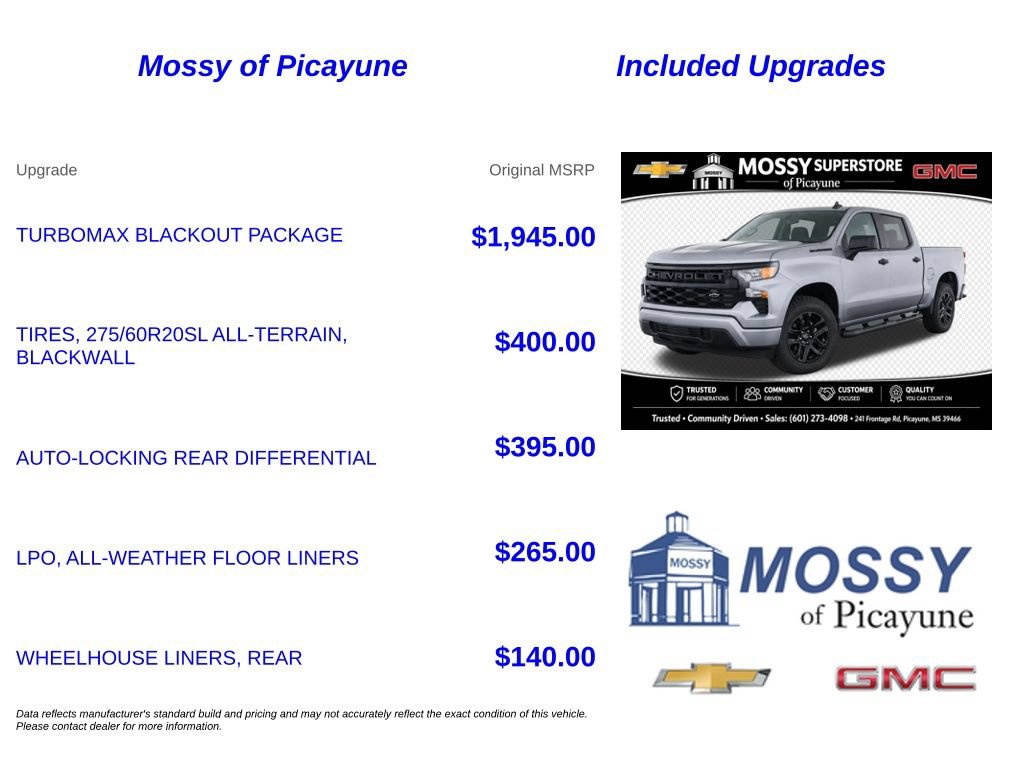 Used 2025 Chevrolet Silverado 1500 Custom w/ Turbomax Blackout Package AWD/4WD image 7