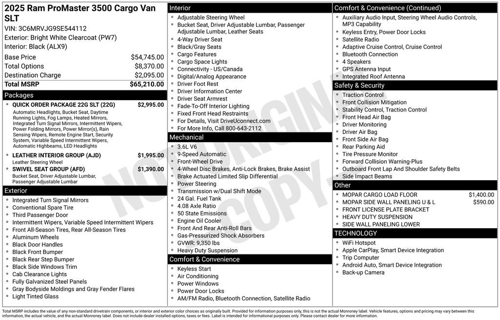 New 2025 RAM ProMaster 3500 w/ Quick Order Package 22G SLT image 37