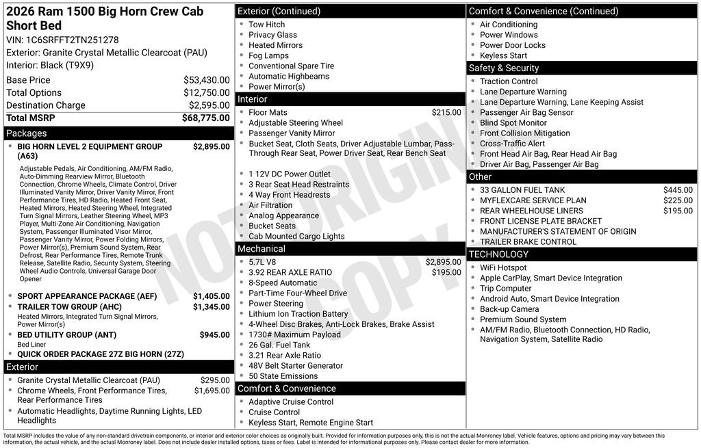 New 2026 RAM 1500 Big Horn AWD/4WD image 6