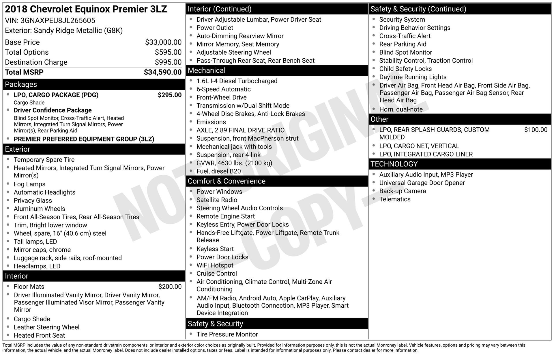Used 2018 Chevrolet Equinox Premier w/ LPO, Cargo Package image 43