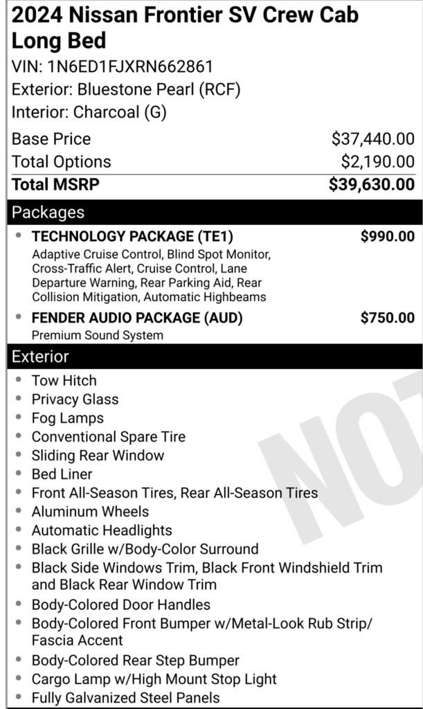 Used 2024 Nissan Frontier SV w/ Technology Package image 20