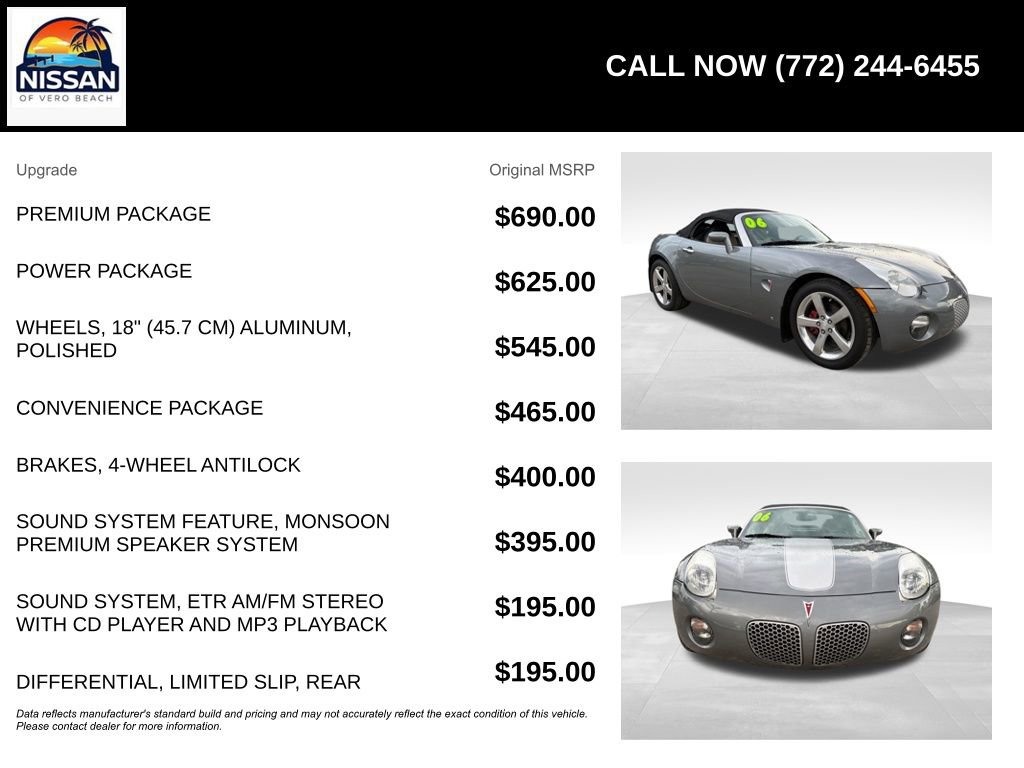 Used 2006 Pontiac Solstice Convertible w/ Premium Package RWD image 6