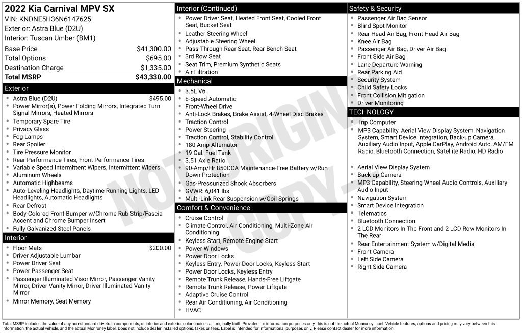 Used 2022 Kia Carnival SX FWD image 6