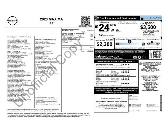 Certified 2023 Nissan Maxima SR w/ Sport Mat Group image 10