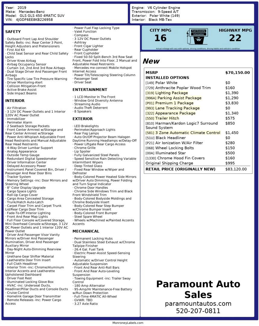 Used 2019 Mercedes-Benz GLS 450 4MATIC image 2