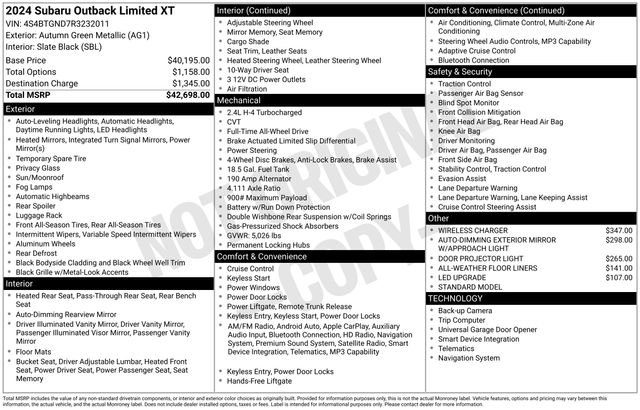Used 2024 Subaru Outback Limited XT image 15