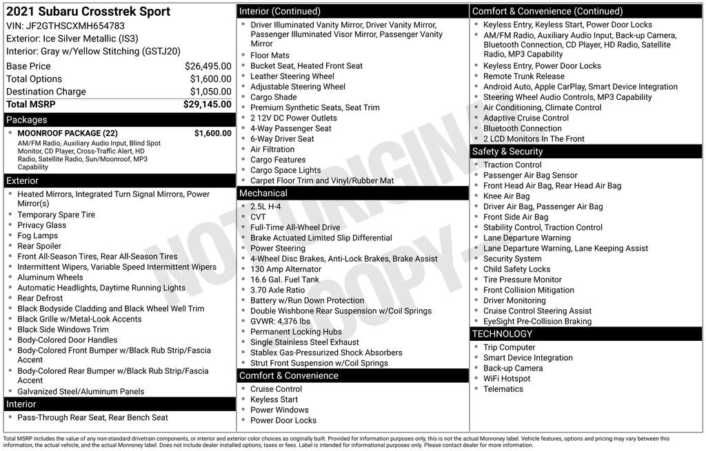 Used 2021 Subaru Crosstrek 2.5i Sport w/ Moonroof Package image 37