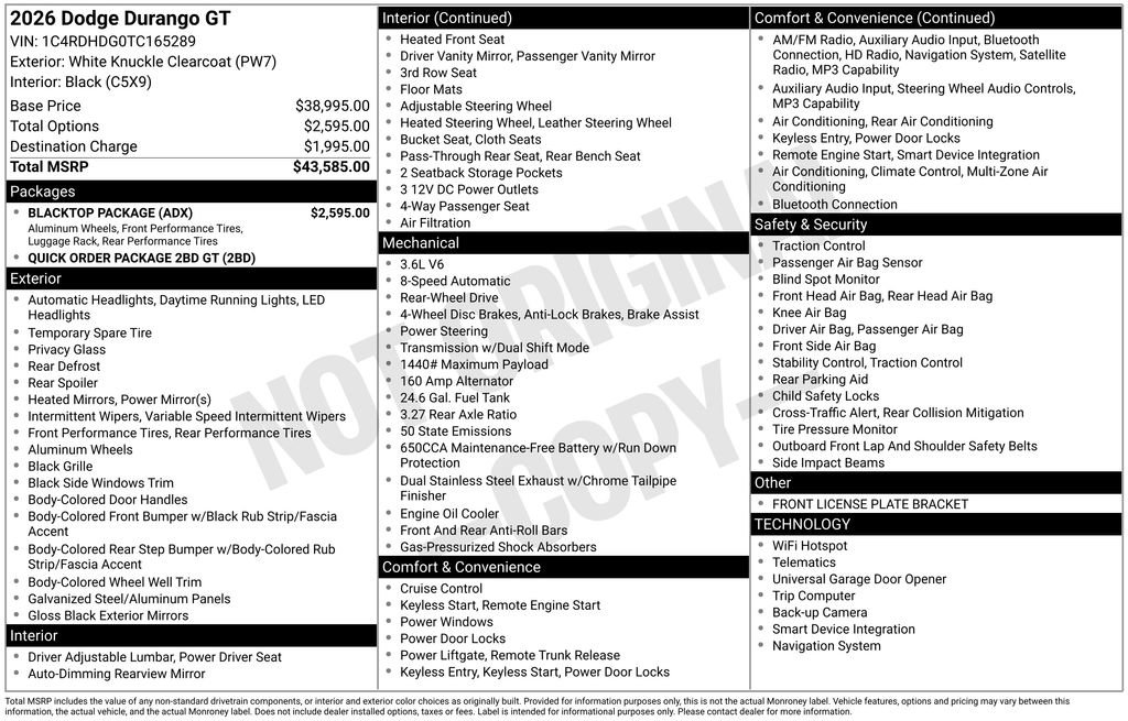 New 2026 Dodge Durango GT w/ Blacktop Package image 21