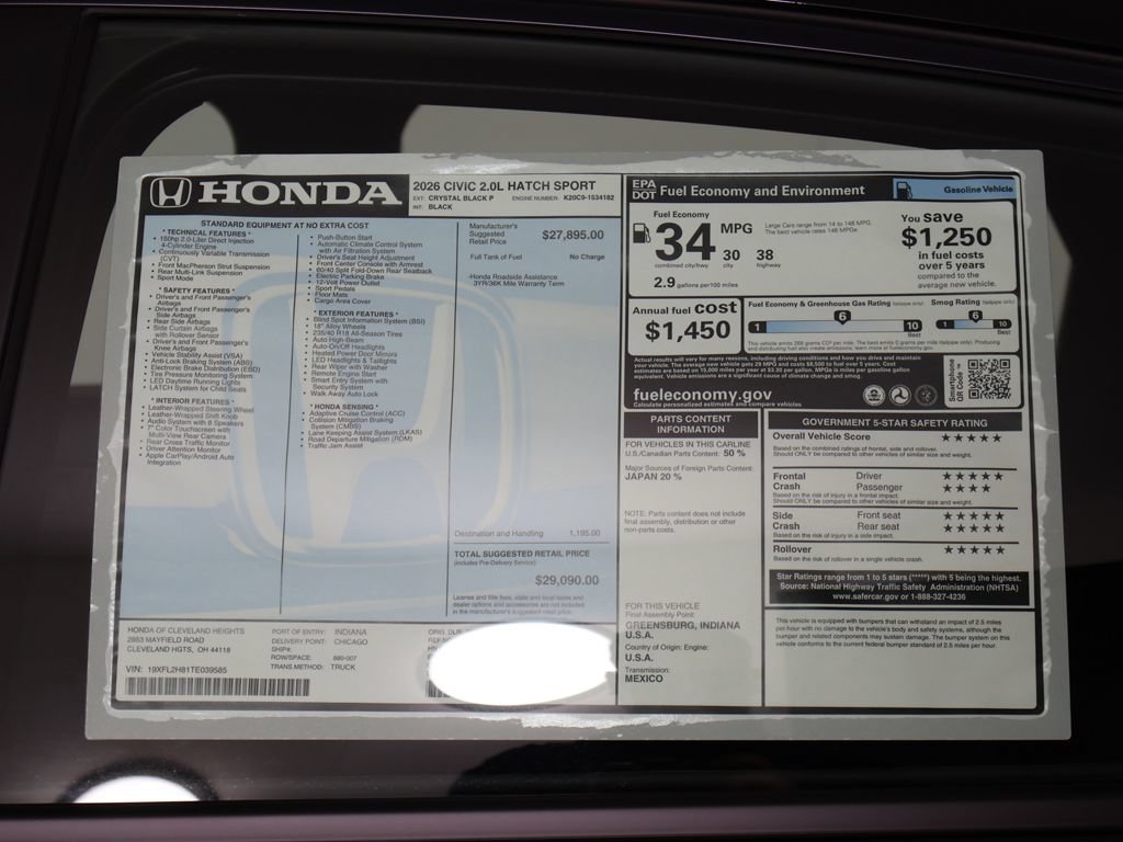 New 2026 Honda Civic Sport image 24