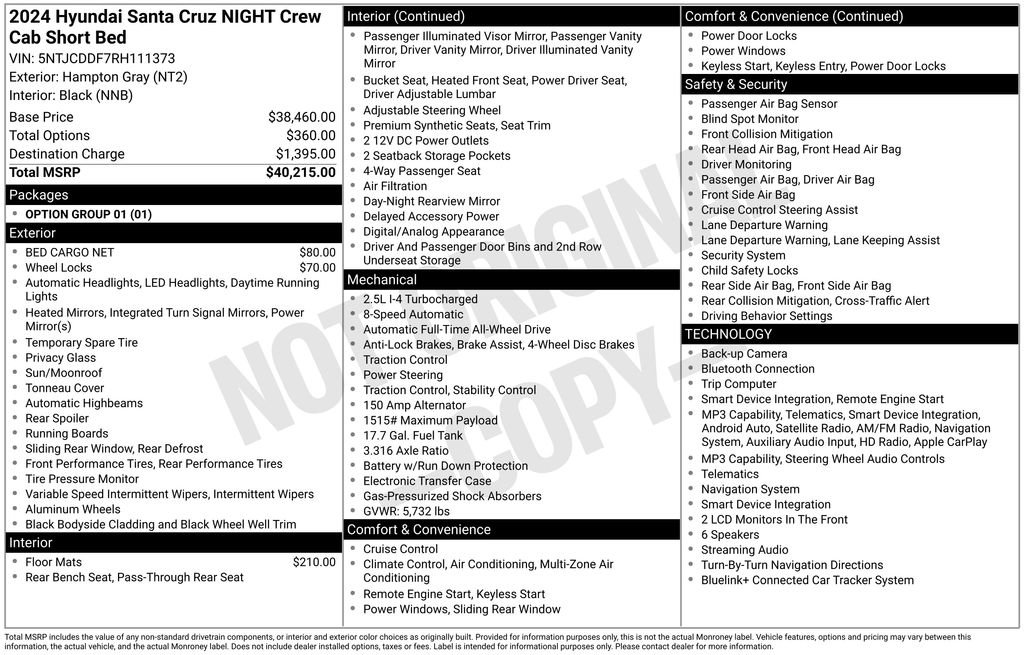 Certified 2024 Hyundai Santa Cruz Night AWD/4WD image 69