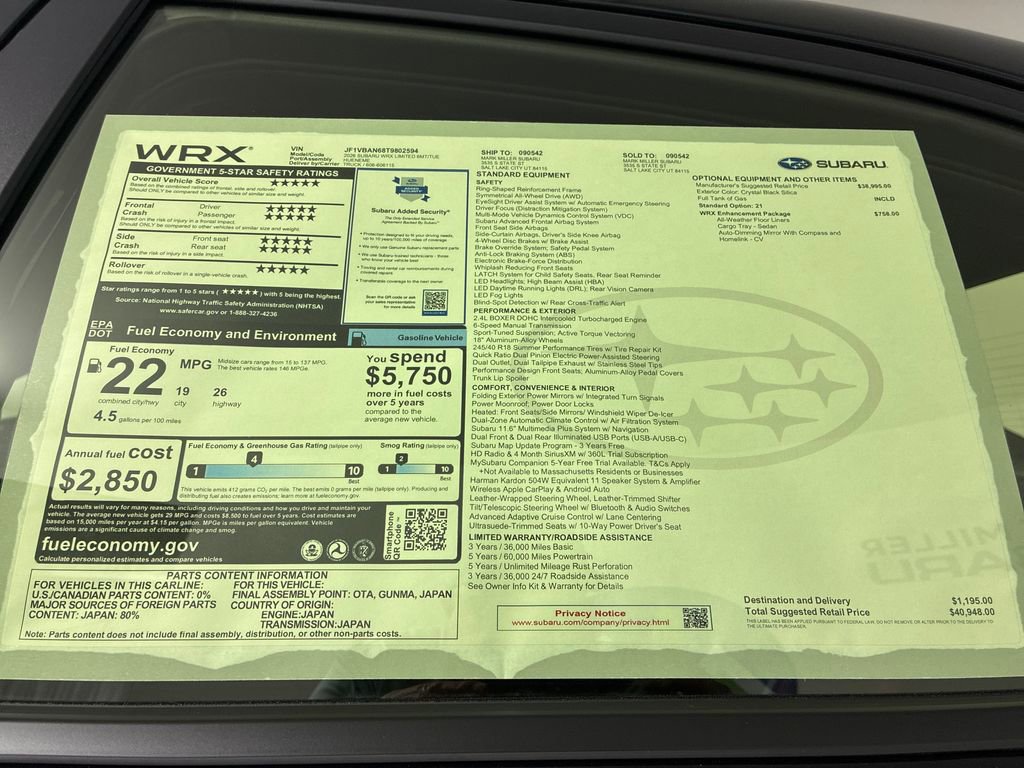 New 2026 Subaru WRX Limited image 10