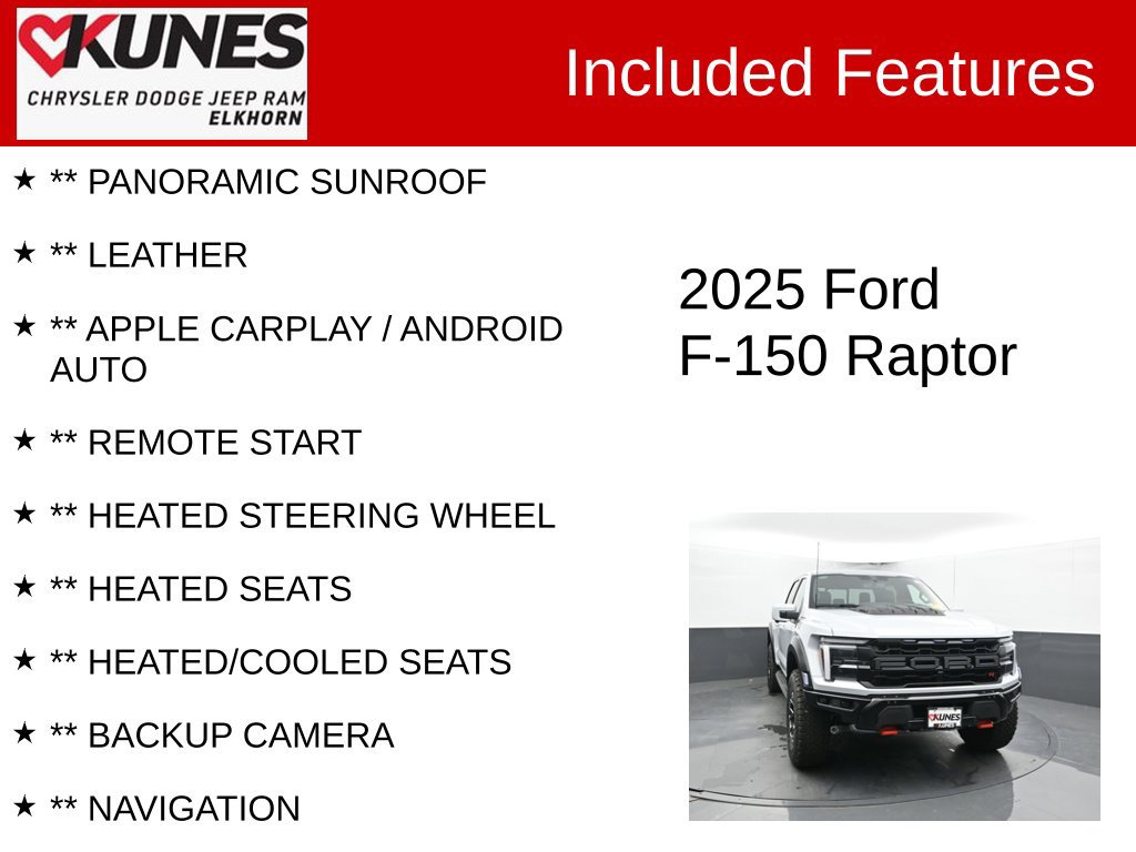 Used 2025 Ford F150 Raptor w/ Equipment Group 803A Raptor R AWD/4WD image 2