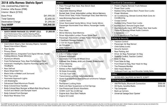 Used 2018 Alfa Romeo Stelvio Sport w/ Quick Order Package 22J Sport AWD/4WD image 25