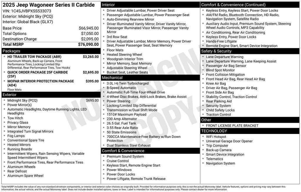New 2025 Jeep Wagoneer Series II w/ HD Trailer Tow Package AWD/4WD image 13