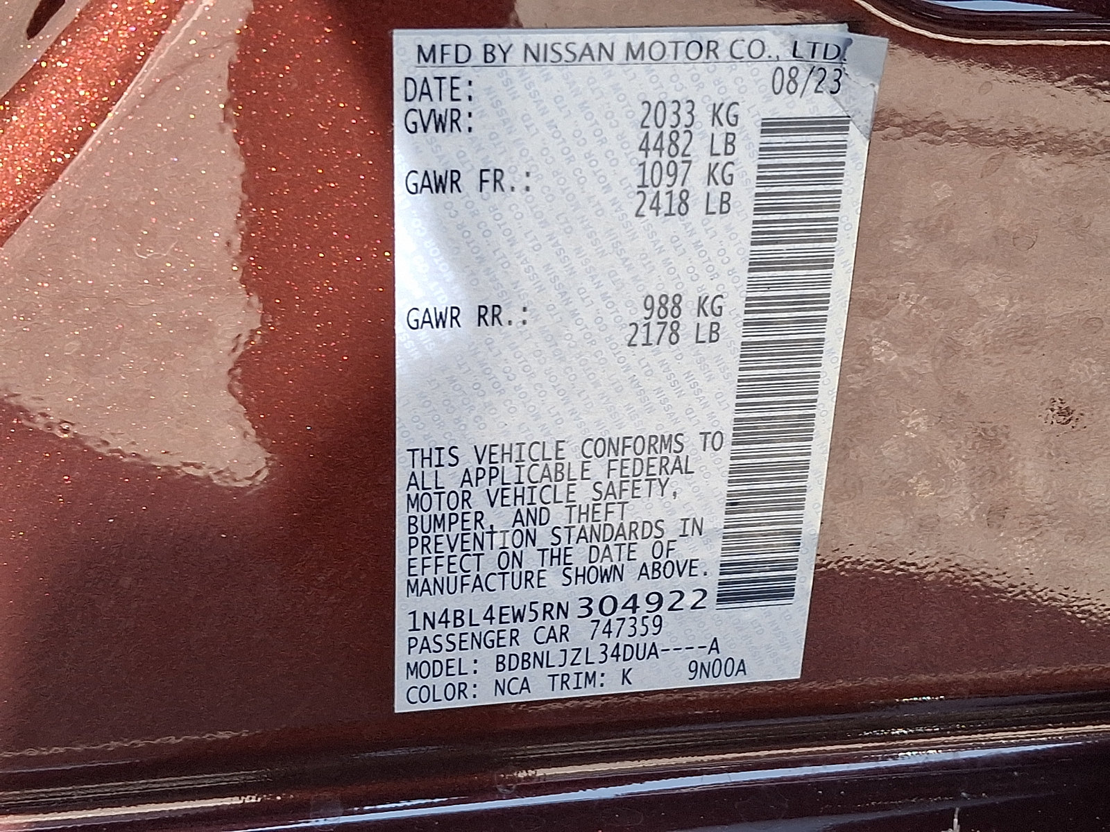 Certified 2024 Nissan Altima 2.5 SL AWD/4WD image 29