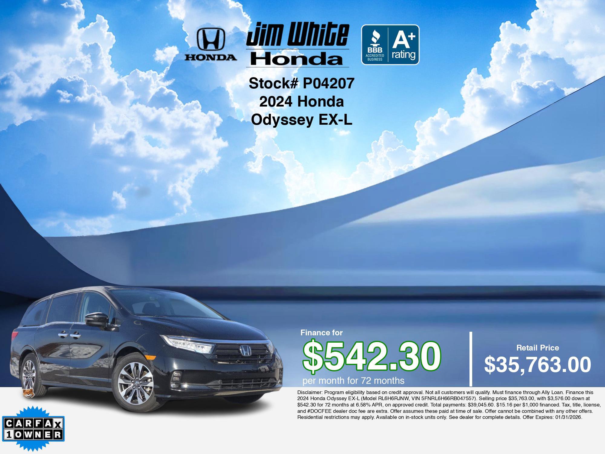 Certified 2024 Honda Odyssey EX-L image 3