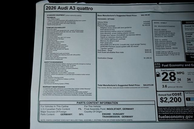 New 2026 Audi A3 2.0T Premium Plus AWD/4WD image 27