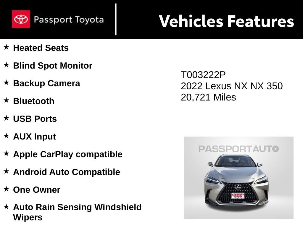 Used 2022 Lexus NX 350 AWD w/ Cold Area Package image 9