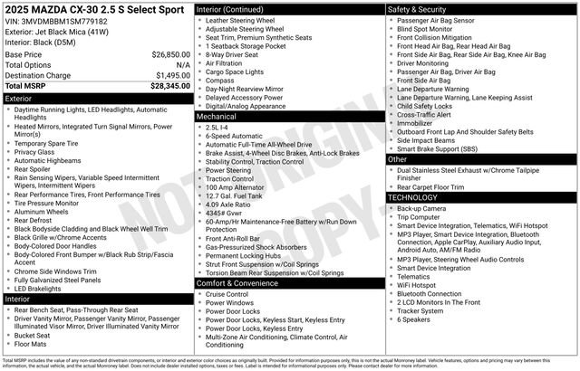 Used 2025 MAZDA CX-30 AWD 2.5 S w/ Select Sport Pkg image 34