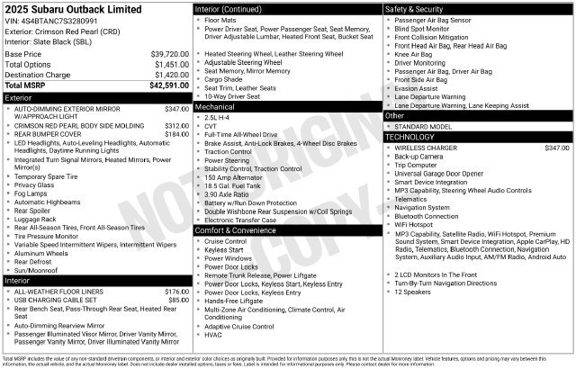 Certified 2025 Subaru Outback Wilderness AWD/4WD image 24